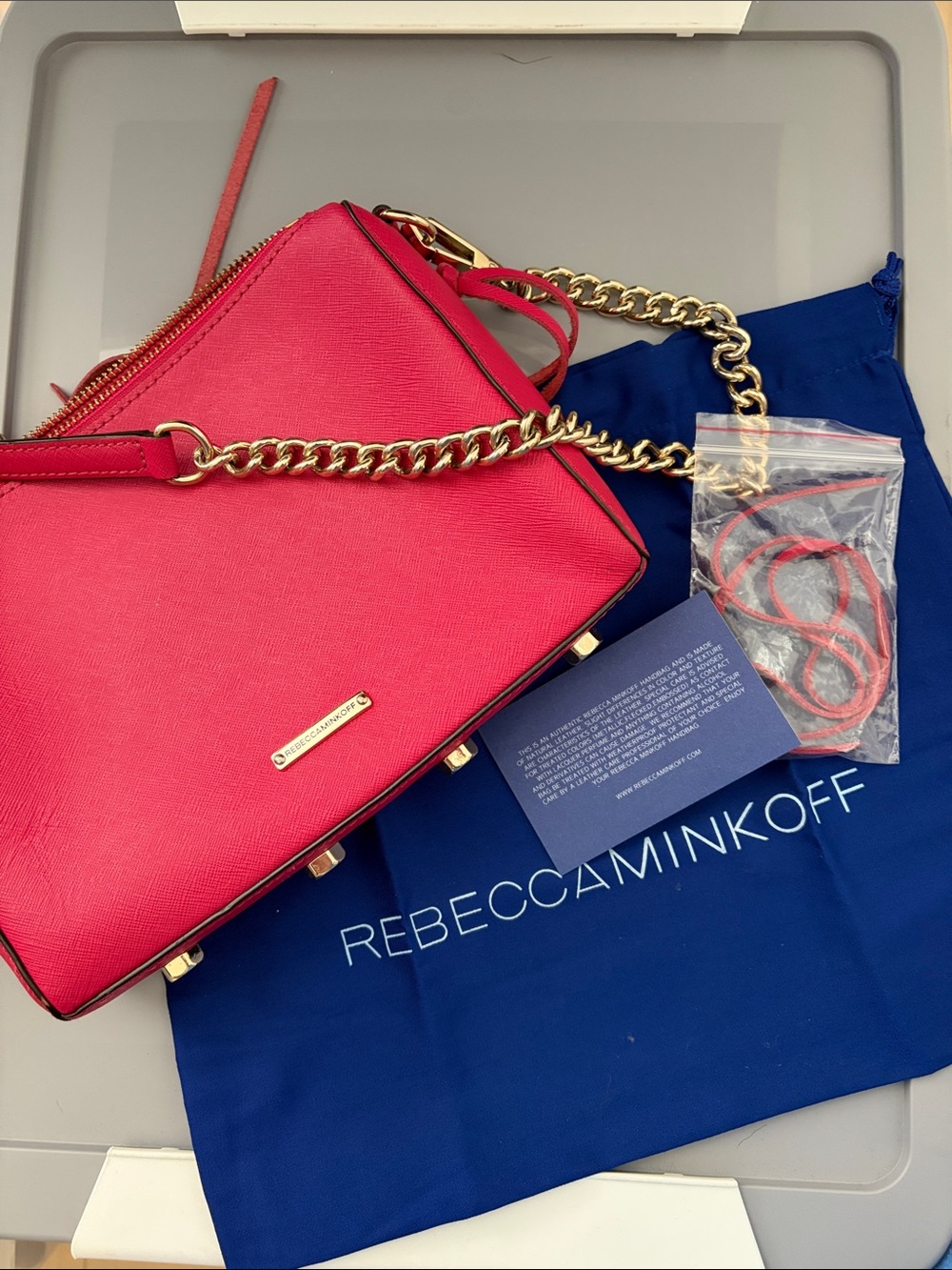 Rebecca Minkoff Pink Crossbody Bag with Gold Chain Strap